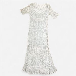 LoveShackFancy White Crochet Lace Maxi Dress | Boho Beach Bridal Festival M 🤍